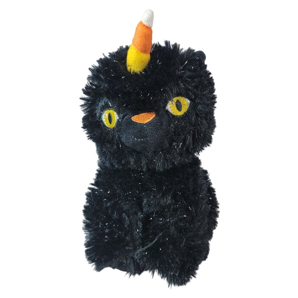 Hallmark Halloween Caticorn Cat Plush Black 8" Sparkle Holiday Candy Corn